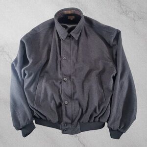Vintage Majer Jacket Mens Large Grey Wool Bomber Cashmere Fied Made In Usa Rare